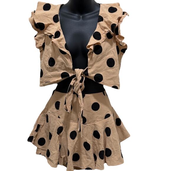 English Factory Polka Dot Ruffled Crop Top & Shorts Set - Picture 8 of 8
